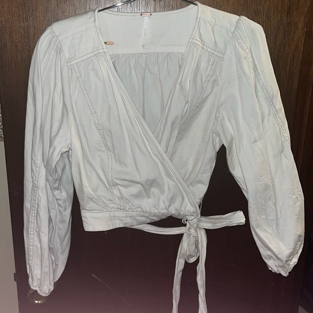 Free people cross puff cropped top